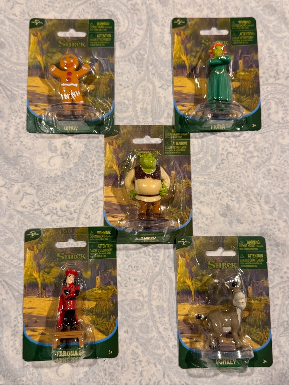 Shrek 5-Figure Plastic Set Shrek, Fiona, Gingy, Farquaad, Donkey